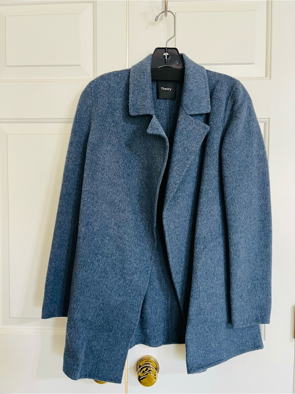 NWOT Theory Women's Blue Wool Blend Open Front Coat